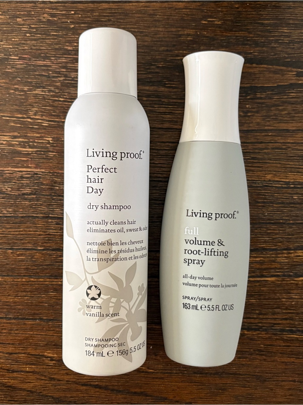 Living Proof White and Light Gray Dry Shampoo & Root-Lifting Spray Duo